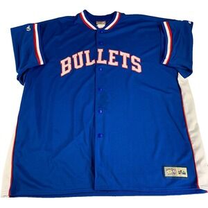 Vintage NBA Bullets Jersey 3XL Blue Majestic 9230 USA Hardwood Classics Warm Up